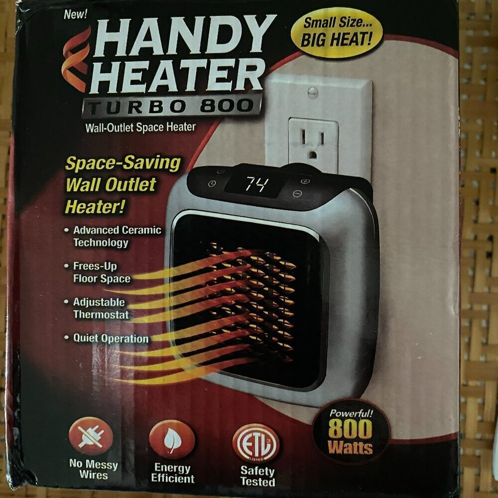 BRAND NEW Handy Heater Turbo 800 Wall-Outlet Space Heater - 800W